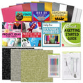 Beginner Bundle Glitter Iron On HTV, Vinyl Sheets, Tool Kit, Pens, eBook V229690
