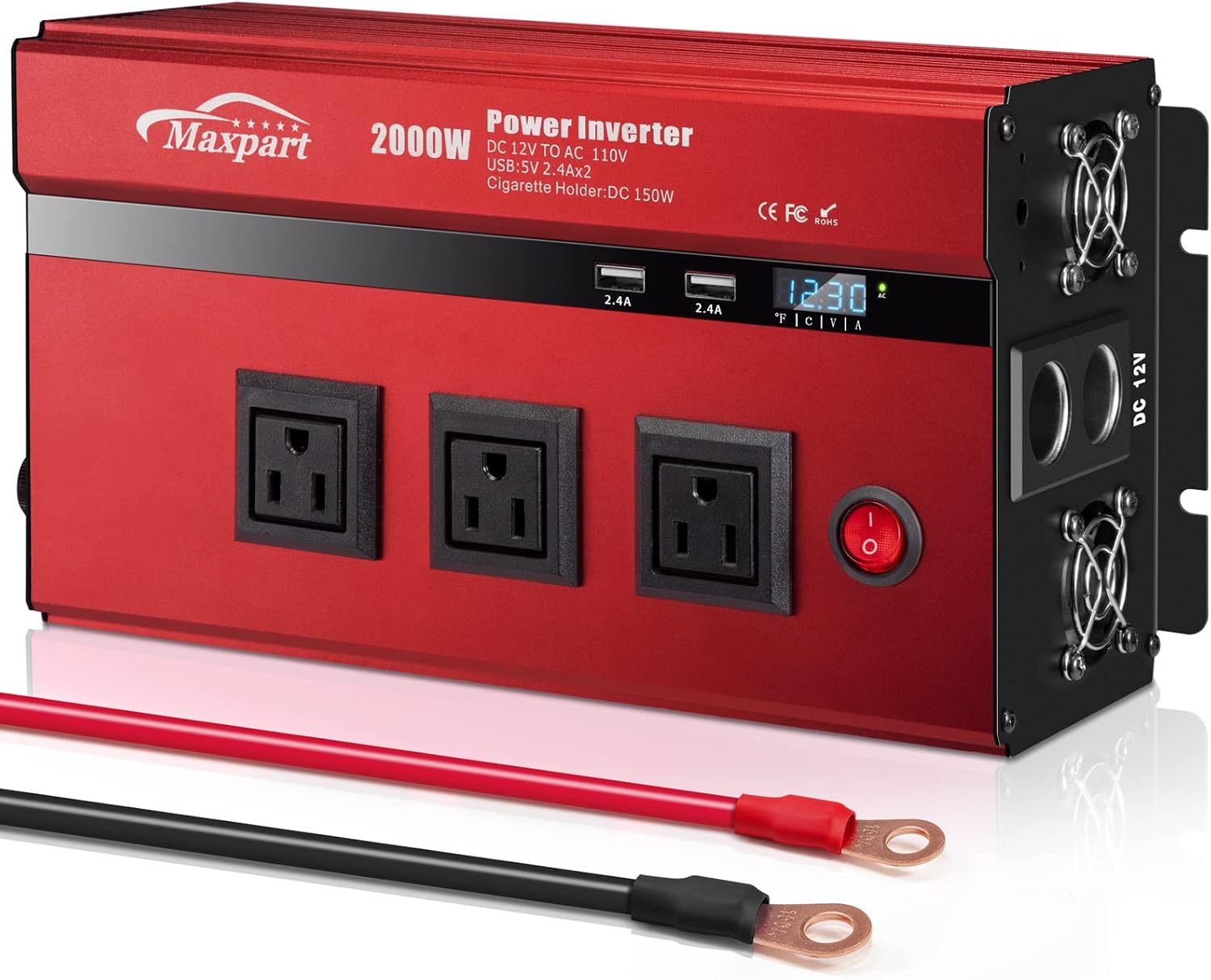 2000W Power Inverter 12v DC to 110v AC Converter with 3 AC Outlets Z837003