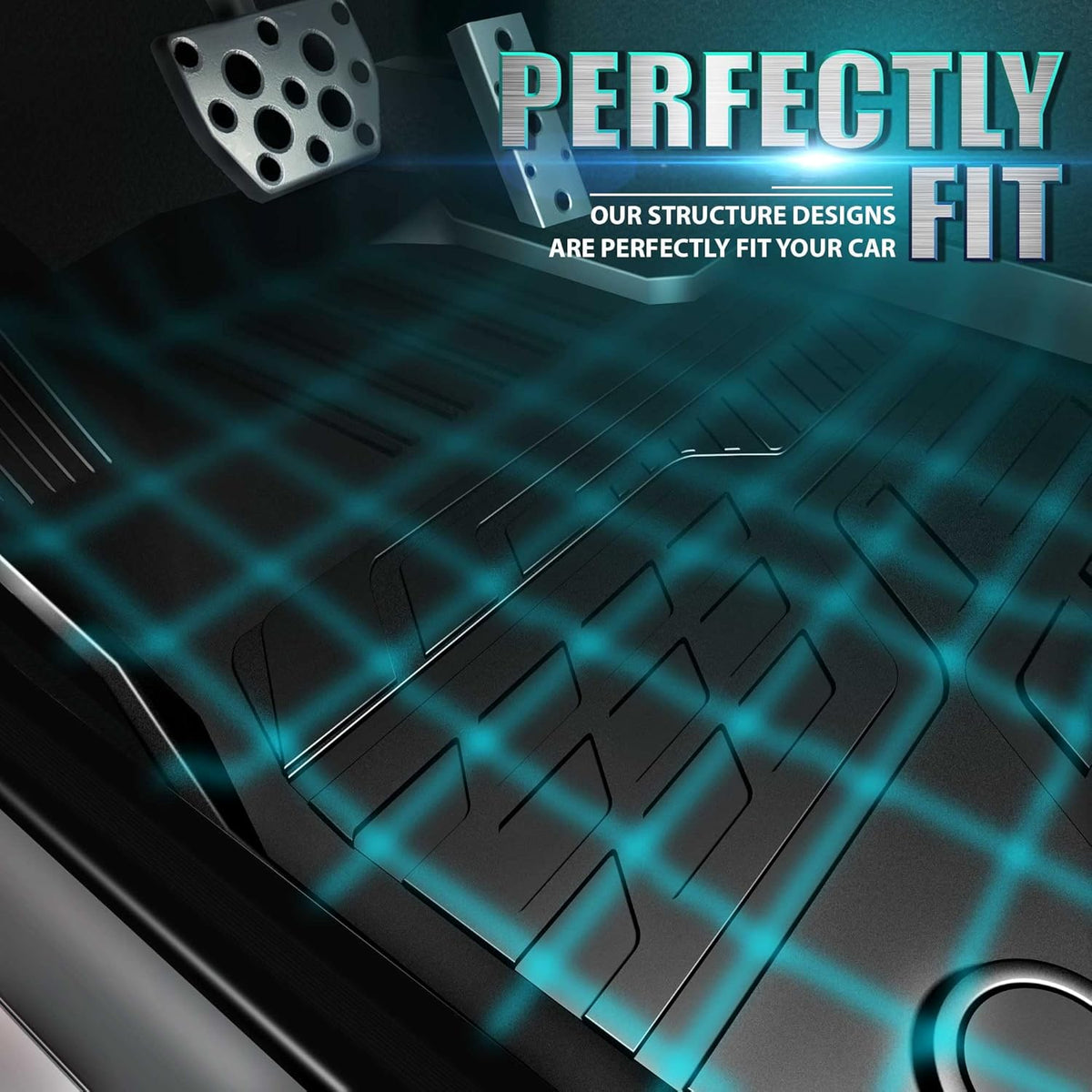 TPE Black All Weather Car Floor Mats for Honda Civic D684