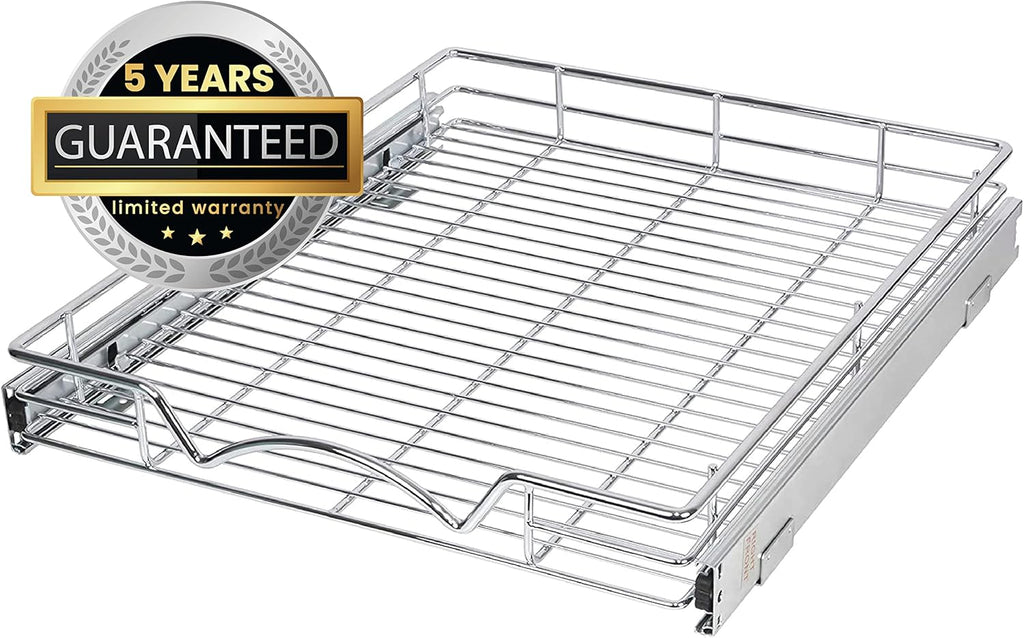 Chrome Finish Wire Frame Pull Out Drawer Cabinet Organizer D7256
