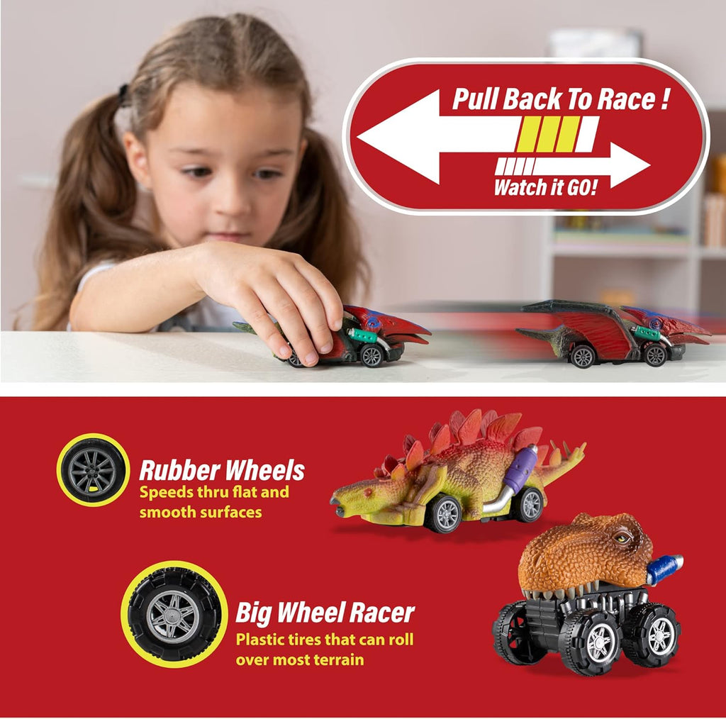 Dinosaur Pull Back Toy Cars Vehicle Playsets A9806