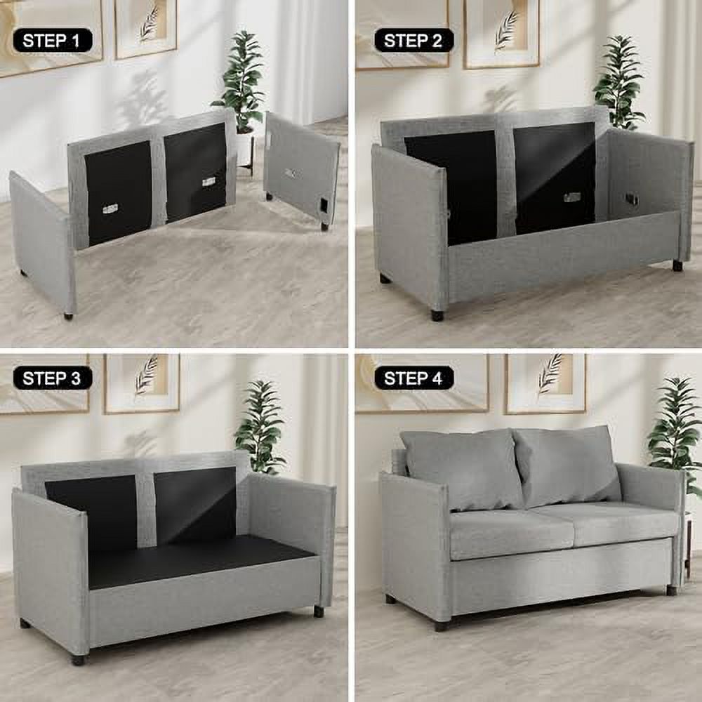 Light Grey Fabric 2-Seater Loveseat Sofa U7625