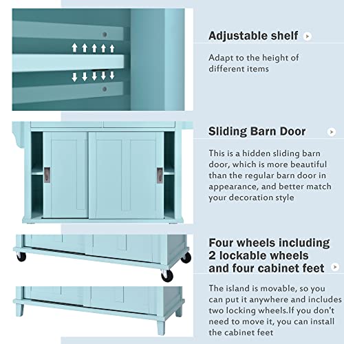Black Rolling Kitchen Island with Drawers and Storage Cabinet D74982