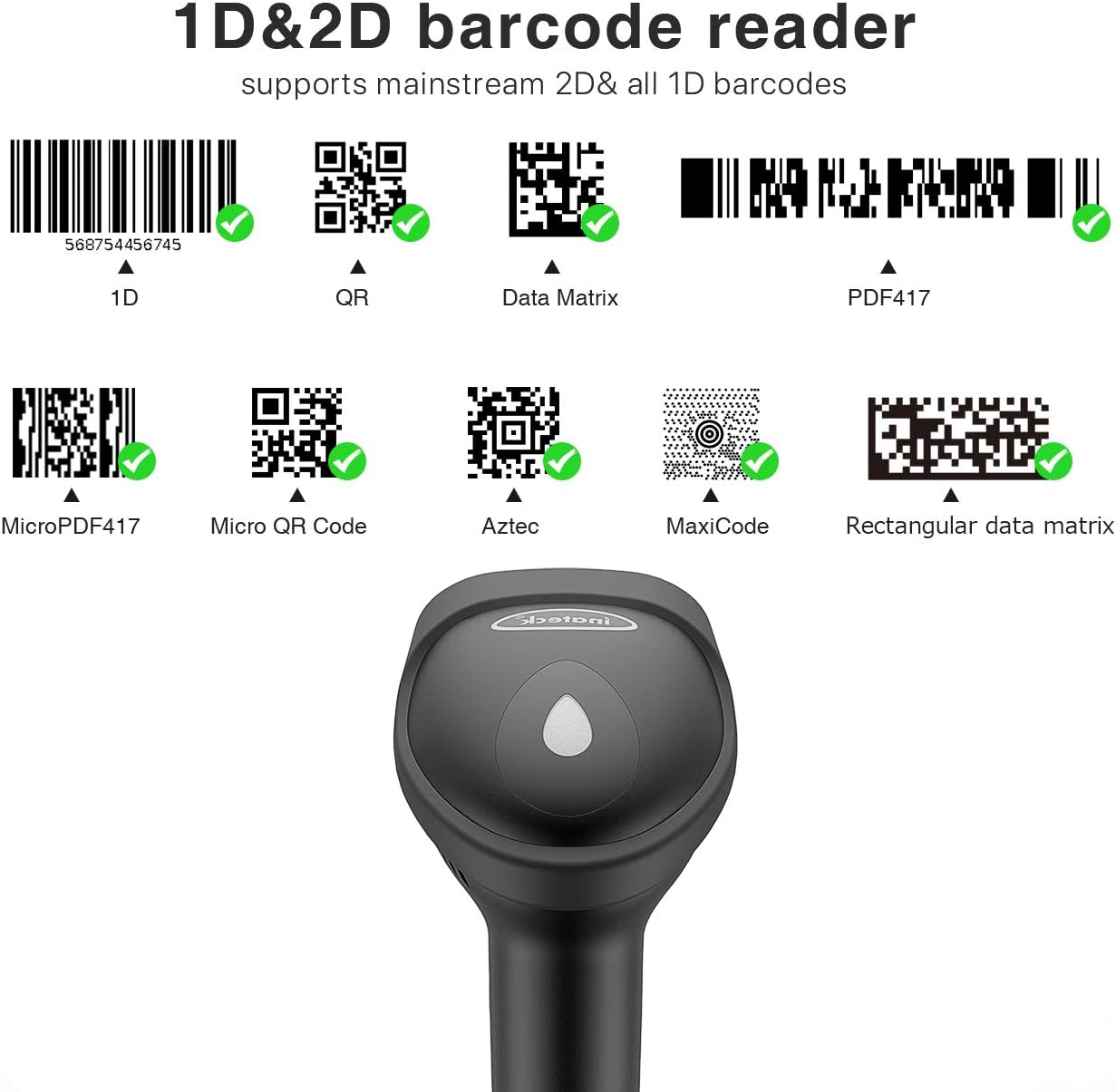 Wireless Bluetooth 2D Barcode Scanner F758933