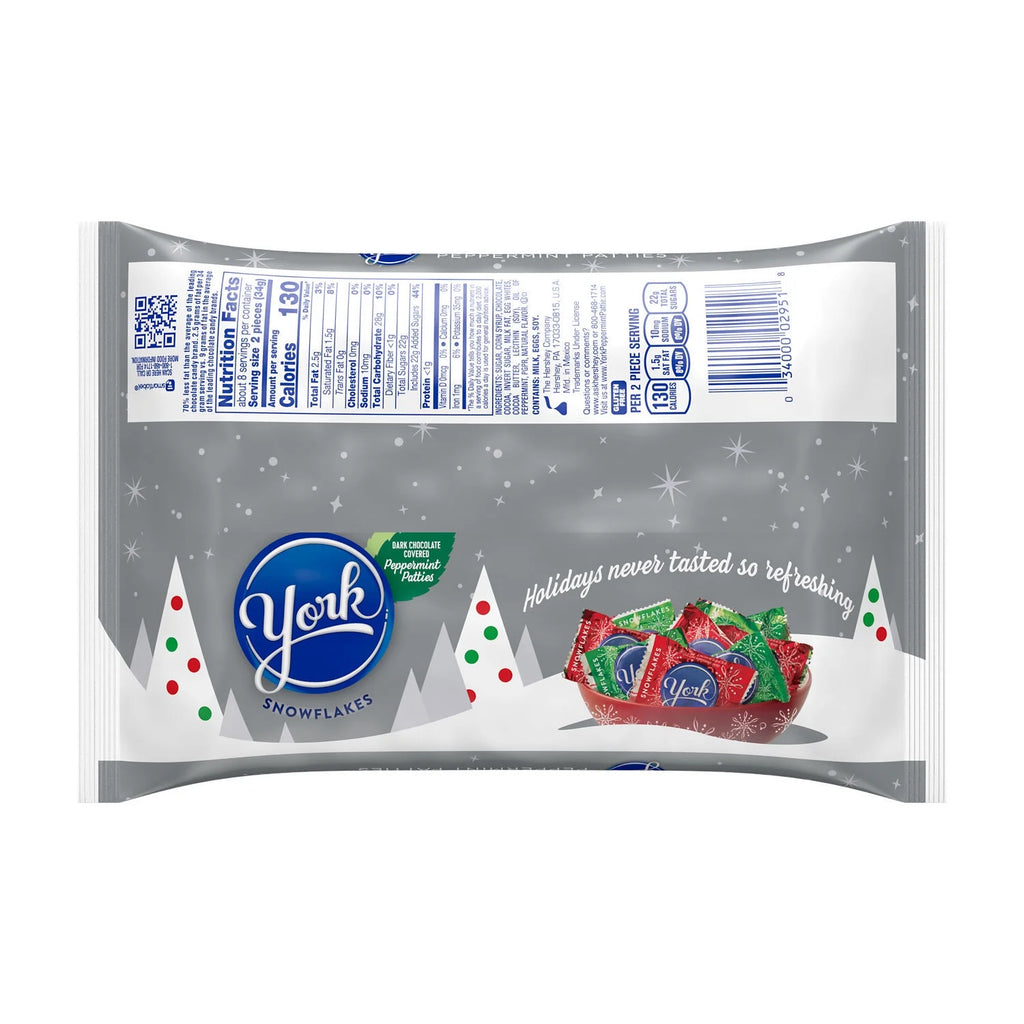 Dark Chocolate Peppermint Patties Snowflakes Candy, Bag 9.6 oz O328024