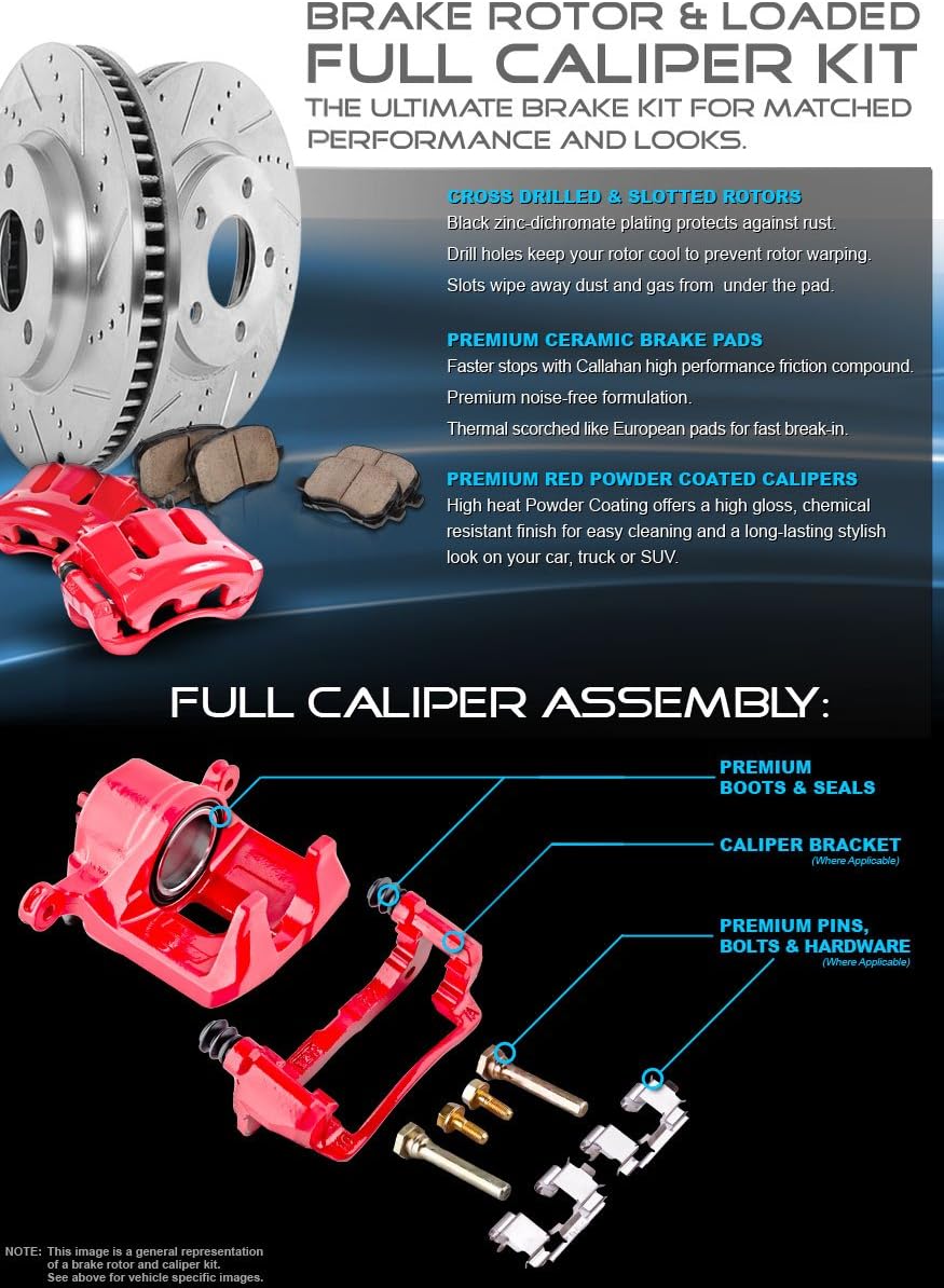 Red Powder Coated Caliper Assembly Set Kit Z147559
