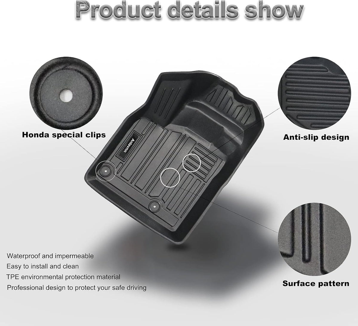 Car Floor Mats 2 Rows and Trunk Cargo Liner All-Weather Rubber C442010