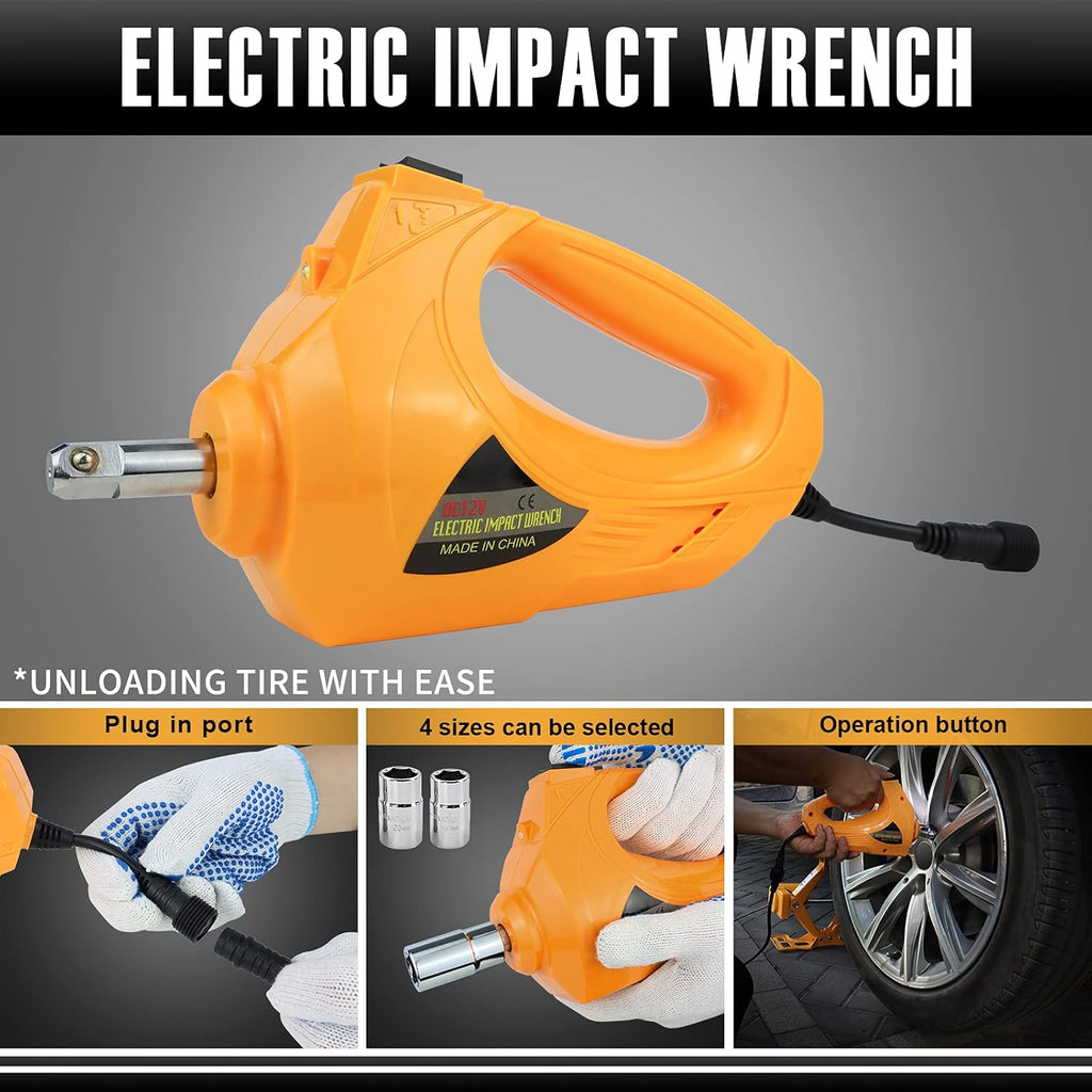 Electric Car Jack 3 Ton 12V with Impact Wrench and Inflator H370