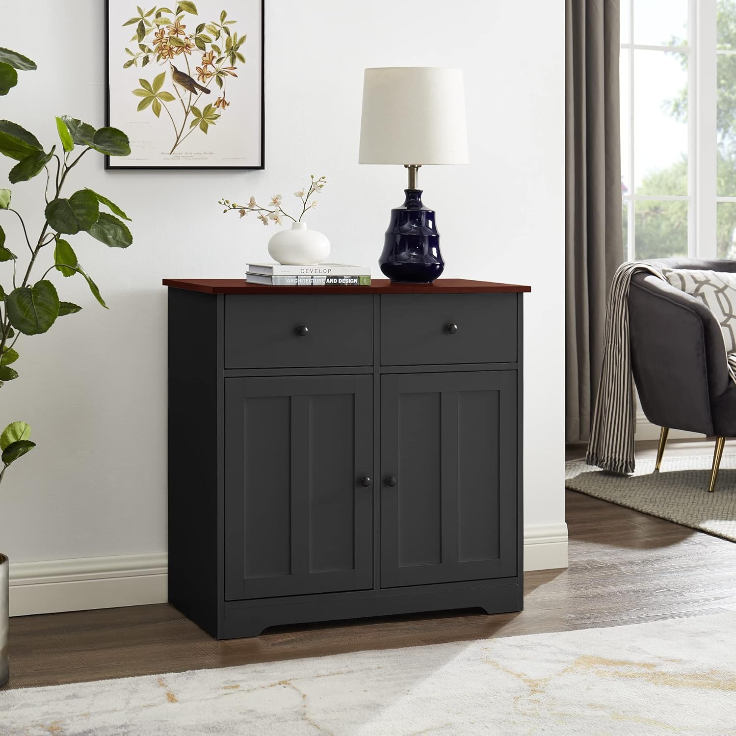 Black Sideboard Buffet Storage Cabinet A783917