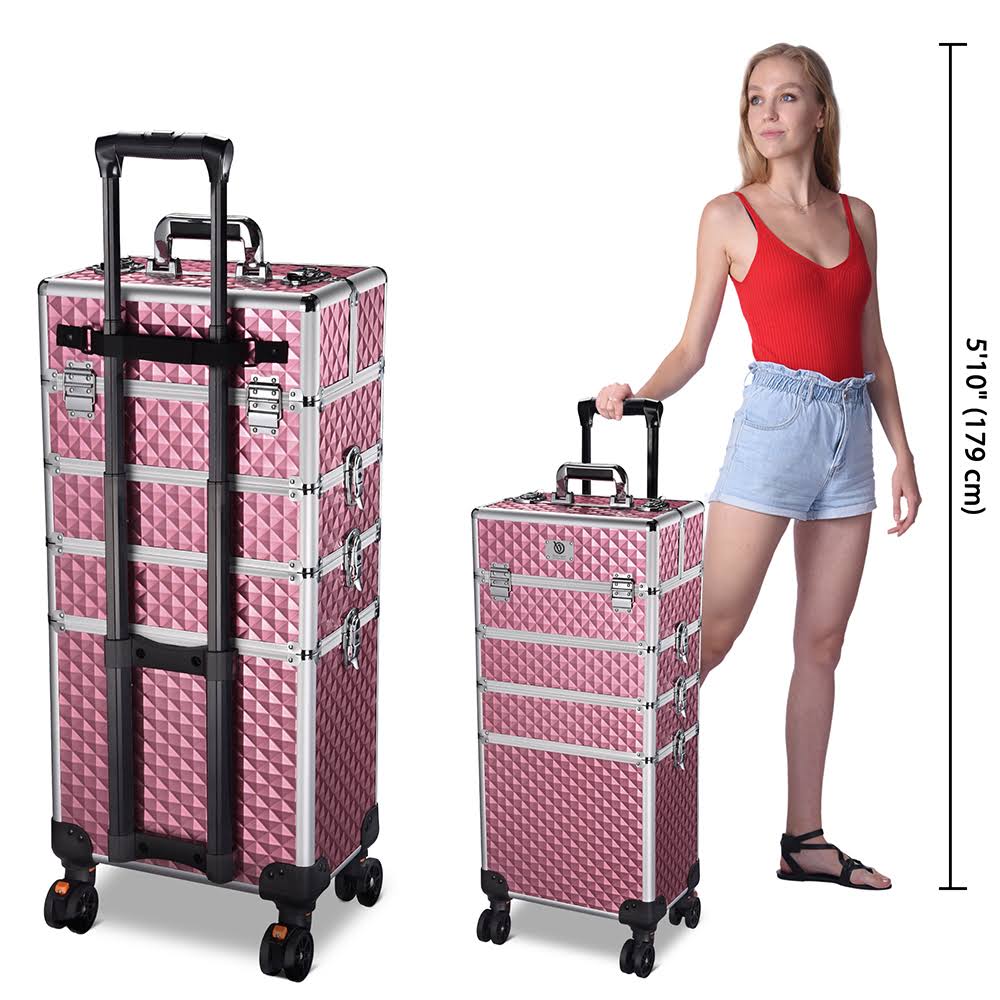 Pink Rolling Makeup Case Organizer A722