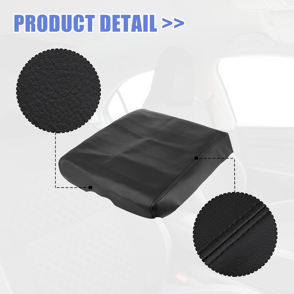 Black Microfiber Leather Center Console Lid Cover Protector I934