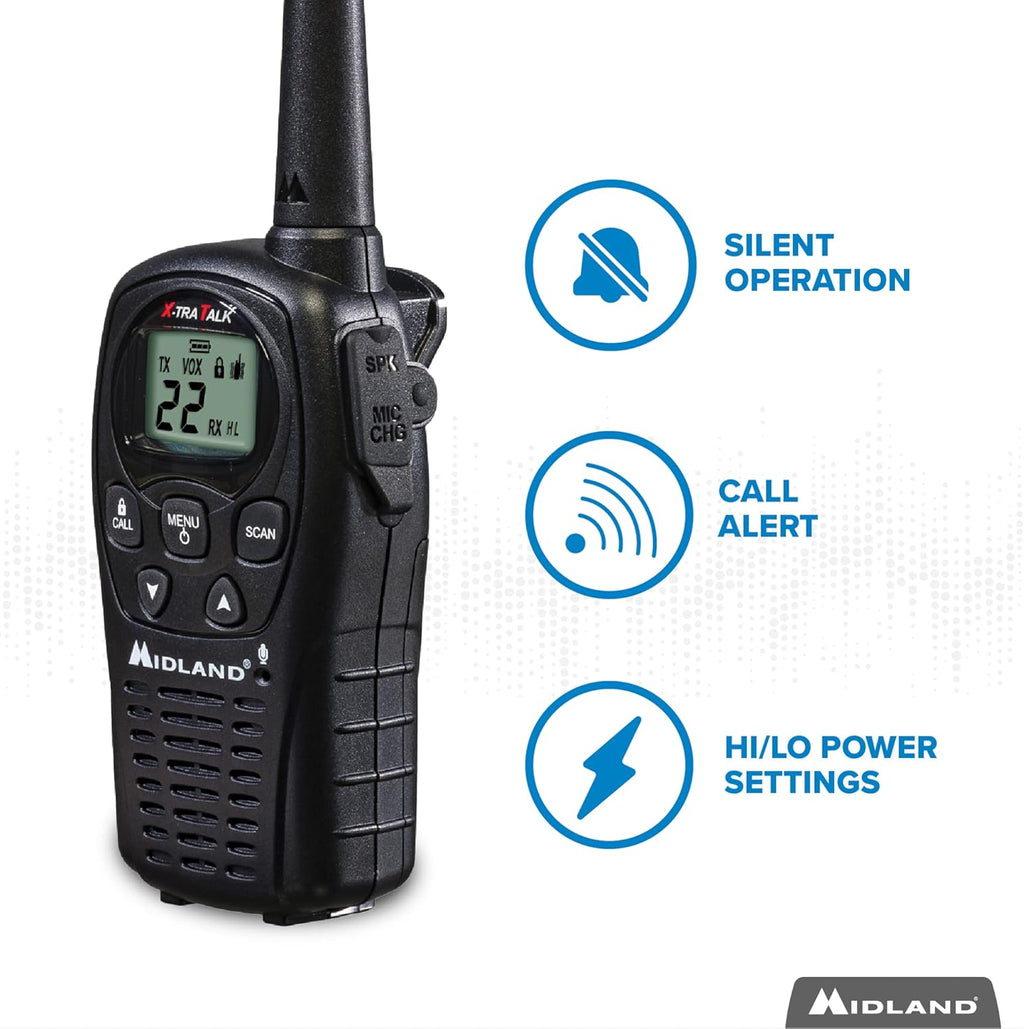 22 Channel FRS Walkie Talkies Two Way Radios, Pair Pack, Black T136