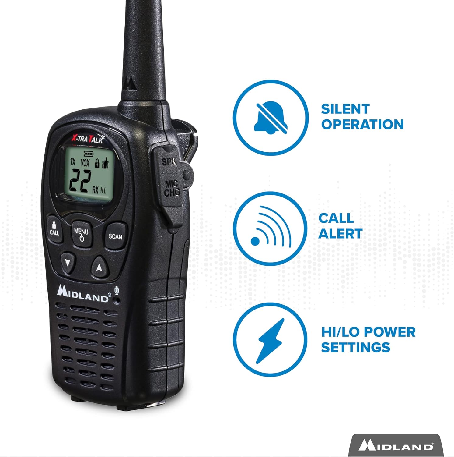 22 Channel FRS Walkie Talkies Two Way Radios, Pair Pack, Black T136