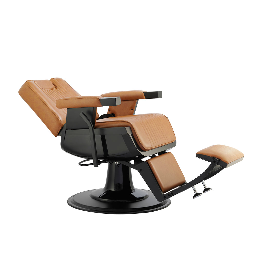Black Leather Reclining Barber Chair A6726