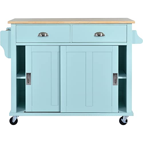 Black Rolling Kitchen Island with Drawers and Storage Cabinet D74982
