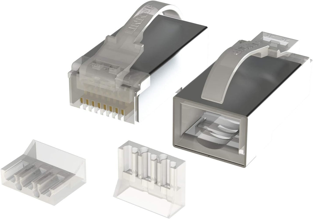 Snagless RJ45 Cat6 STP Connectors EZ Pass Through Ends, 100 Pack K93799