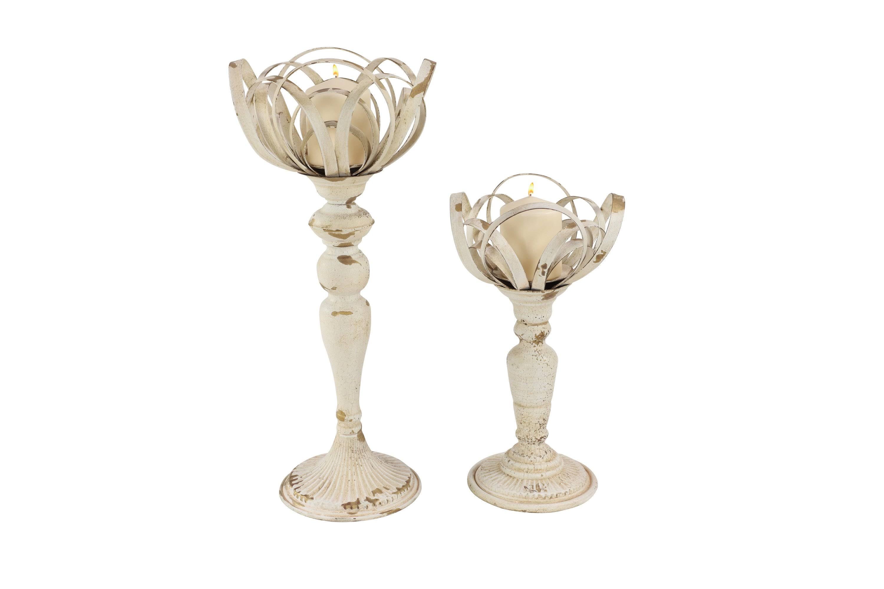 Distressed White Metal Candle Holders (Set of 2) K642359