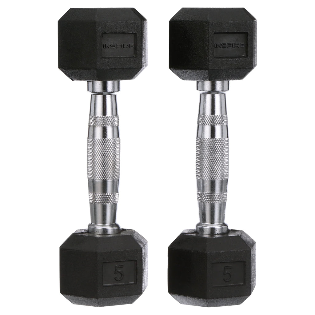 5 lb Rubber Hex Dumbbells (Pairs) C967506