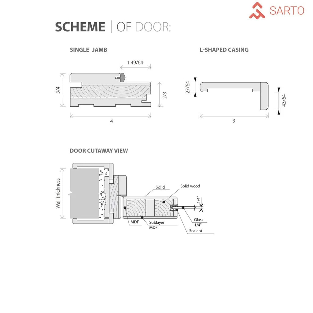 Solid French Double Doors 36 x 96 inches with Frosted Glass B249