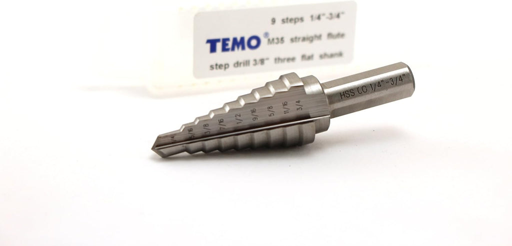 Cobalt Double Flute Step Drill, 10 Size, 13/16 Inch To 1-3/8 Inch, 1/2 Inch Shank, Pack of 2 Y411332