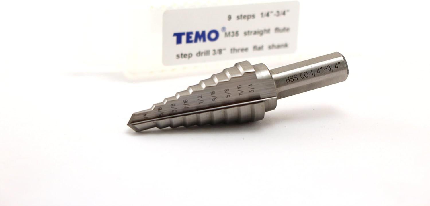 Cobalt Double Flute Step Drill, 10 Size, 13/16 Inch To 1-3/8 Inch, 1/2 Inch Shank, Pack of 2 Y411332