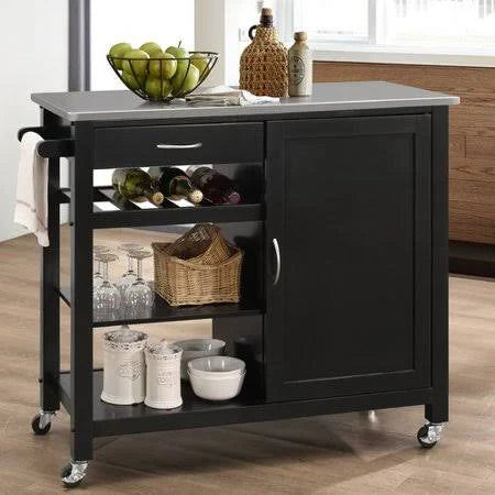 Silver Stainless Steel Top Kitchen Cart I489980