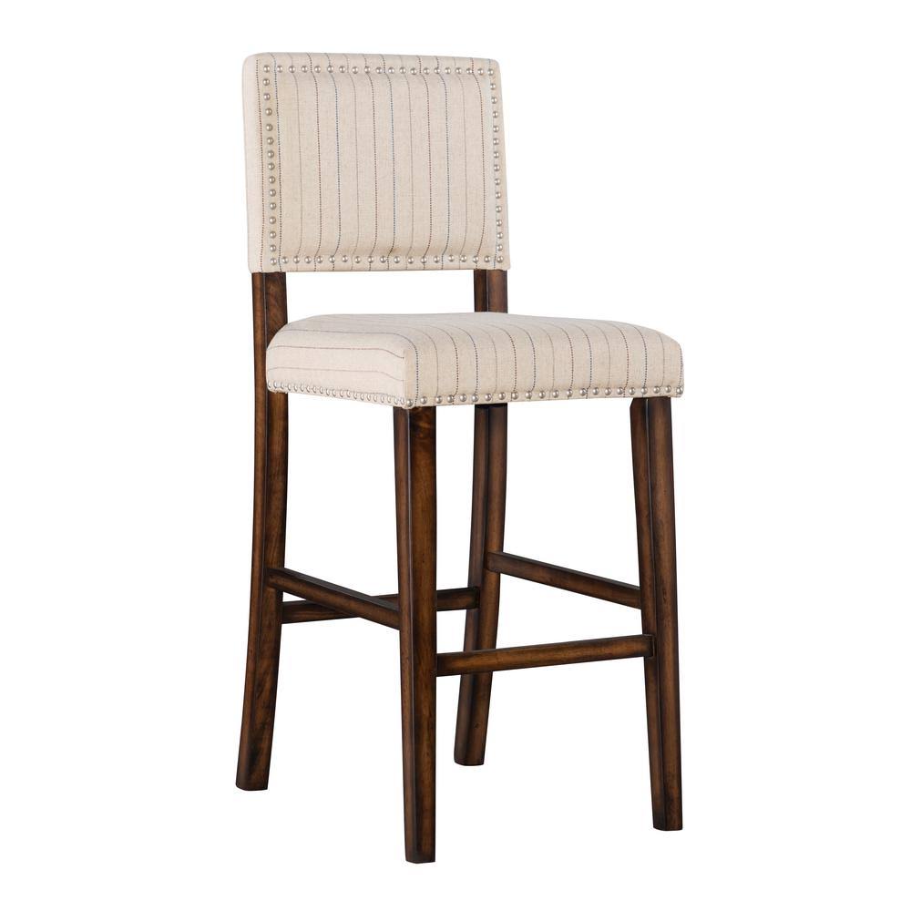 Ivory/Brown Linen Bar Stool U790