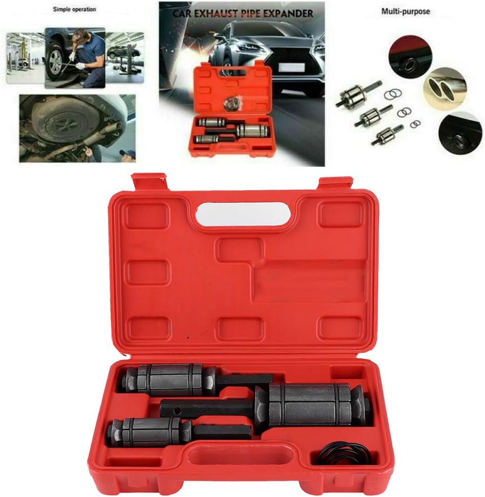 3pcs Steel Tail Pipe Expander Kit 1-1/18in to 3-1/2in Exhaust Muffler Spreader Auto Tool V60857