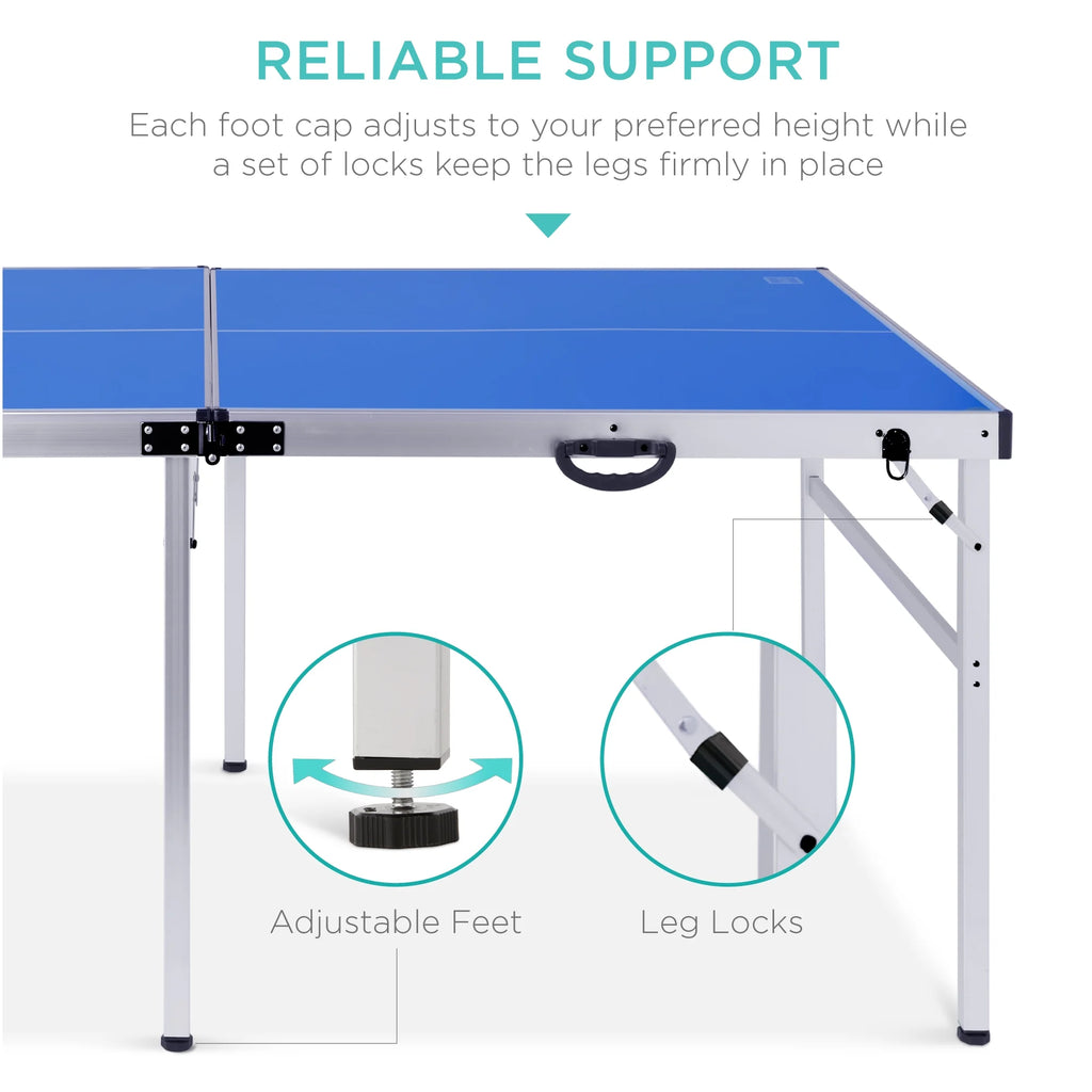 6x3ft Folding Portable Ping Pong Table Set with 2 Paddles, Balls F493503