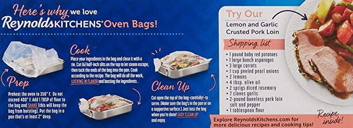 Large Size Oven Cooking Bags for Meats & Poultry, 5 Count Boxes (Pack of 12) 60 Bags Total G917