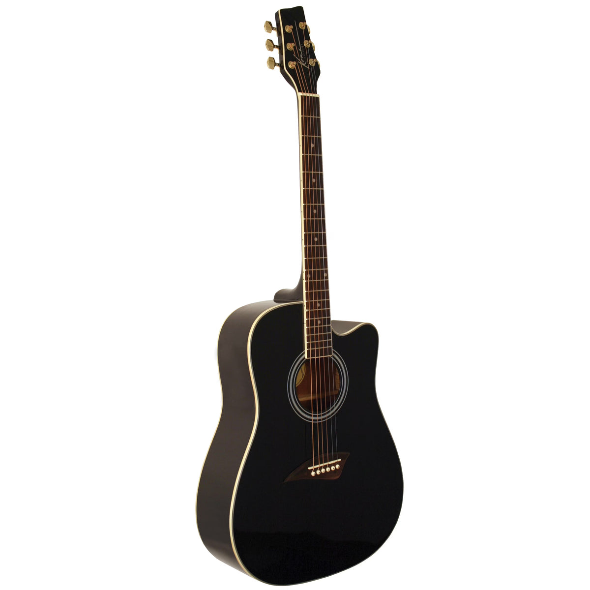 Black Acoustic Dreadnought Cutaway Guitar with Spruce Top U8225