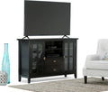 53 inch Solid Wood TV Media Stand with Storage Shelves and Glass Doors H5098