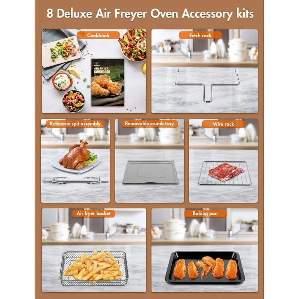 24.3 Quart Air Fryer Toaster Oven Combo with Rotisserie Dehydrator W38424