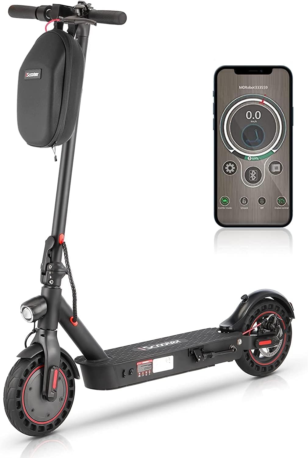 Electric Scooter with 500W Motor, 22 Miles Range, 21.7 MPH Top Speed, 10" Solid Tires, Dual Suspensions N524778