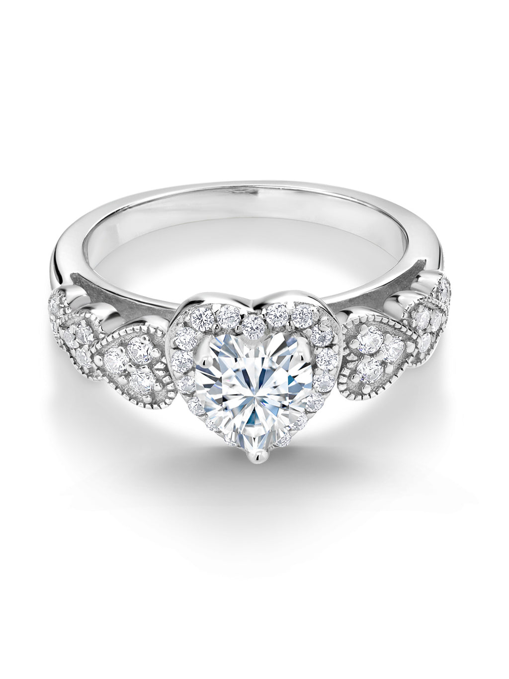 925 Sterling Silver White Moissanite Engagement Ring F99665