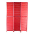 Red Wooden Screen with 3 Panels and Shutter Design V929