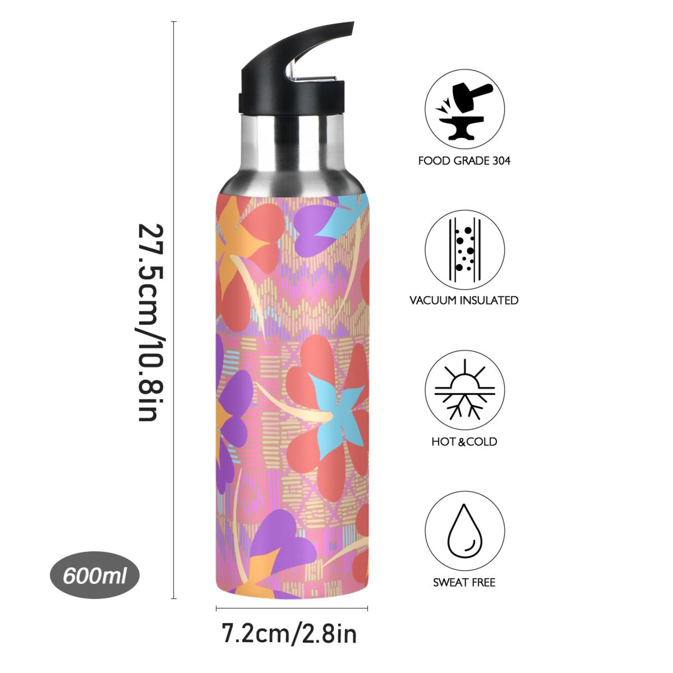 Stainless Steel Insulated Water Bottle with Straw Lid E13409