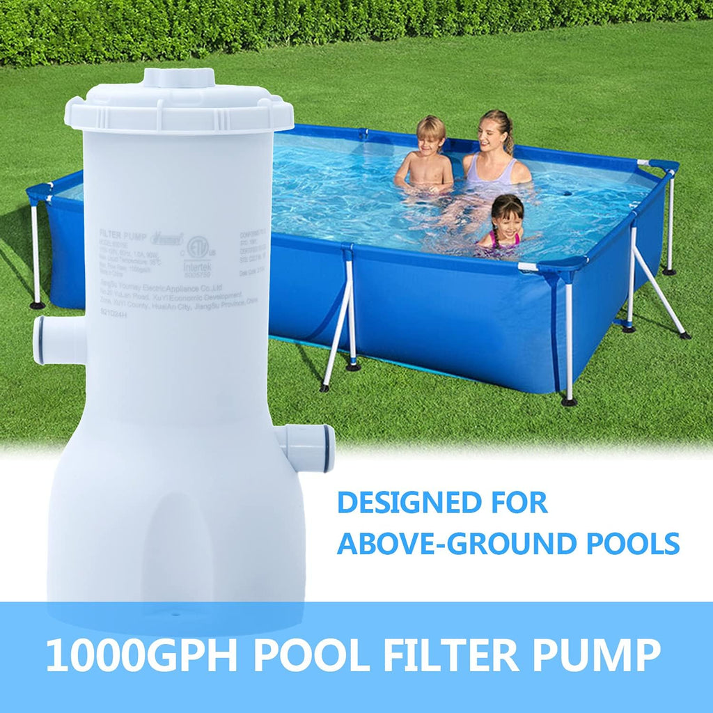 1000 GPH Above Ground Pool Filter Pump with 1 Filter Cartridge, 110-120V with GFCI, Pack of 2 J602