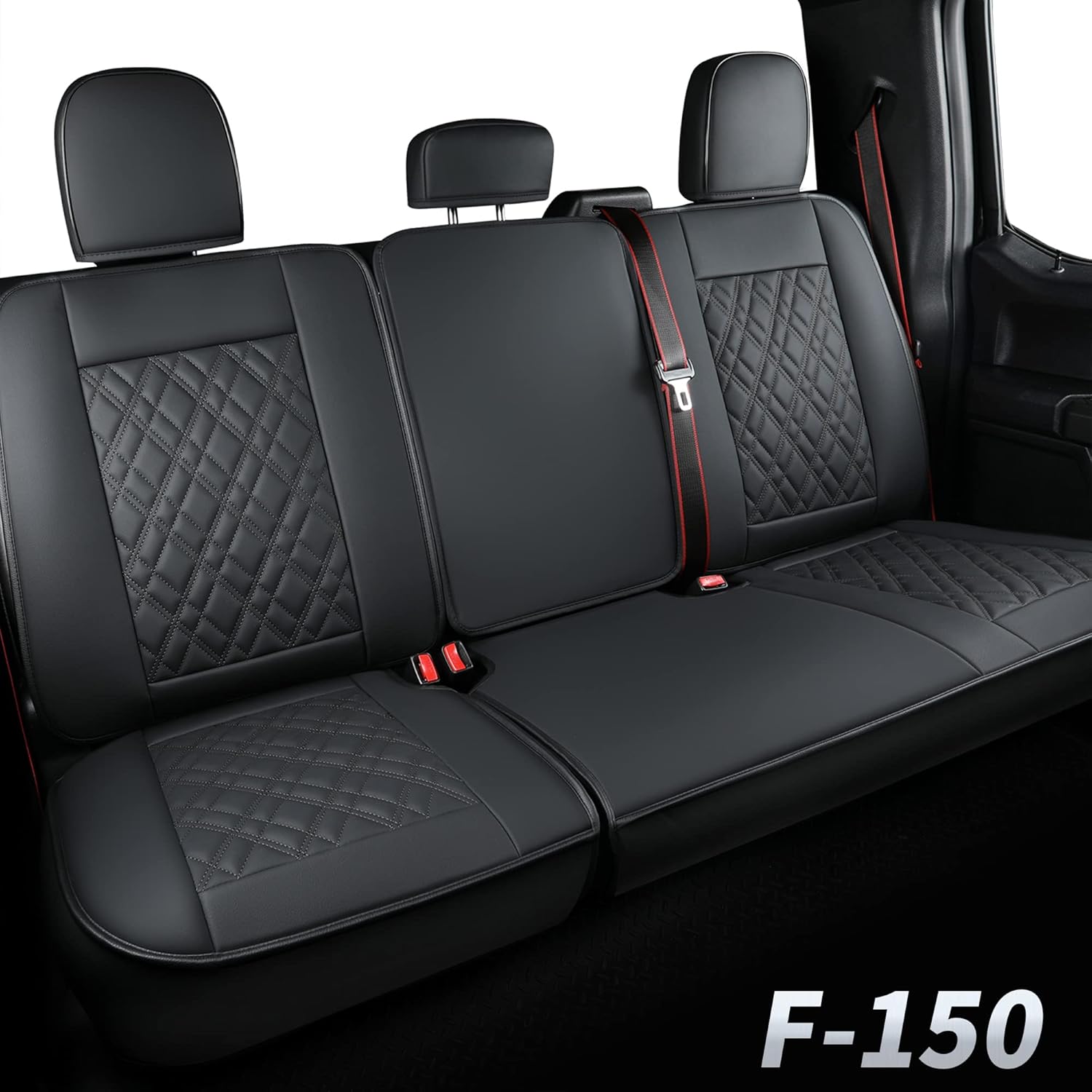 Black Faux Leather Seat Covers Full Set B831330