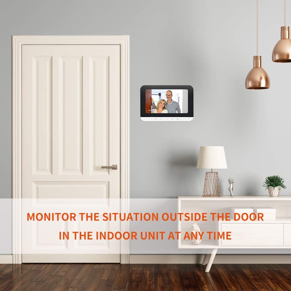 7 Inch Wired Video Intercom System with IR-Cut Rainproof Outdoor Camera (1 Camera & 2 Monitors) K345