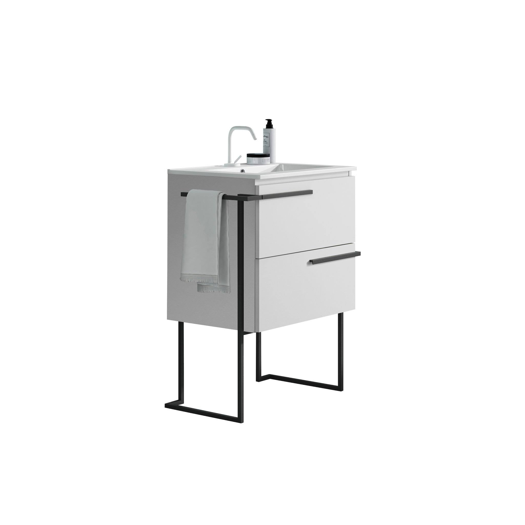 White 2 Drawer Vanity with Ceramic Sink U991351