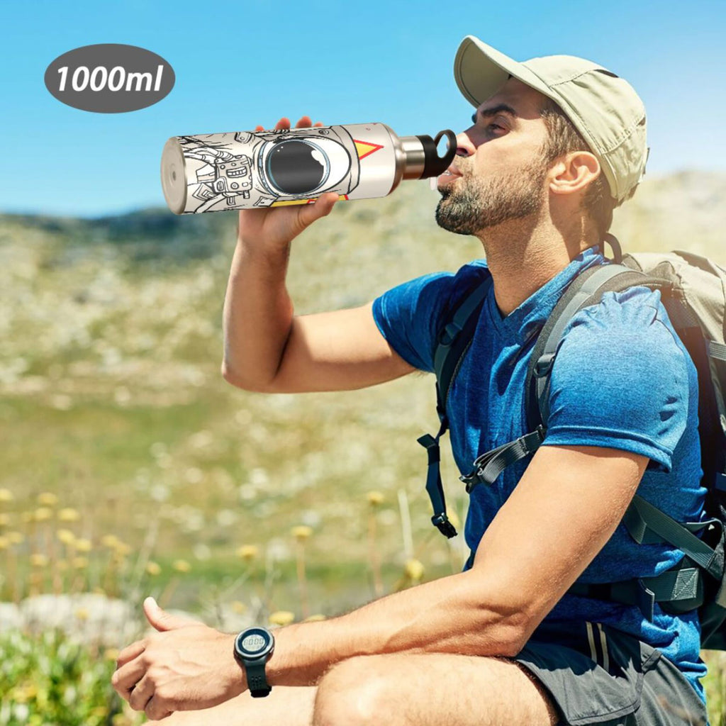 Stainless Steel Insulated Vacuum Flask Water Bottle with Straw Lid W773