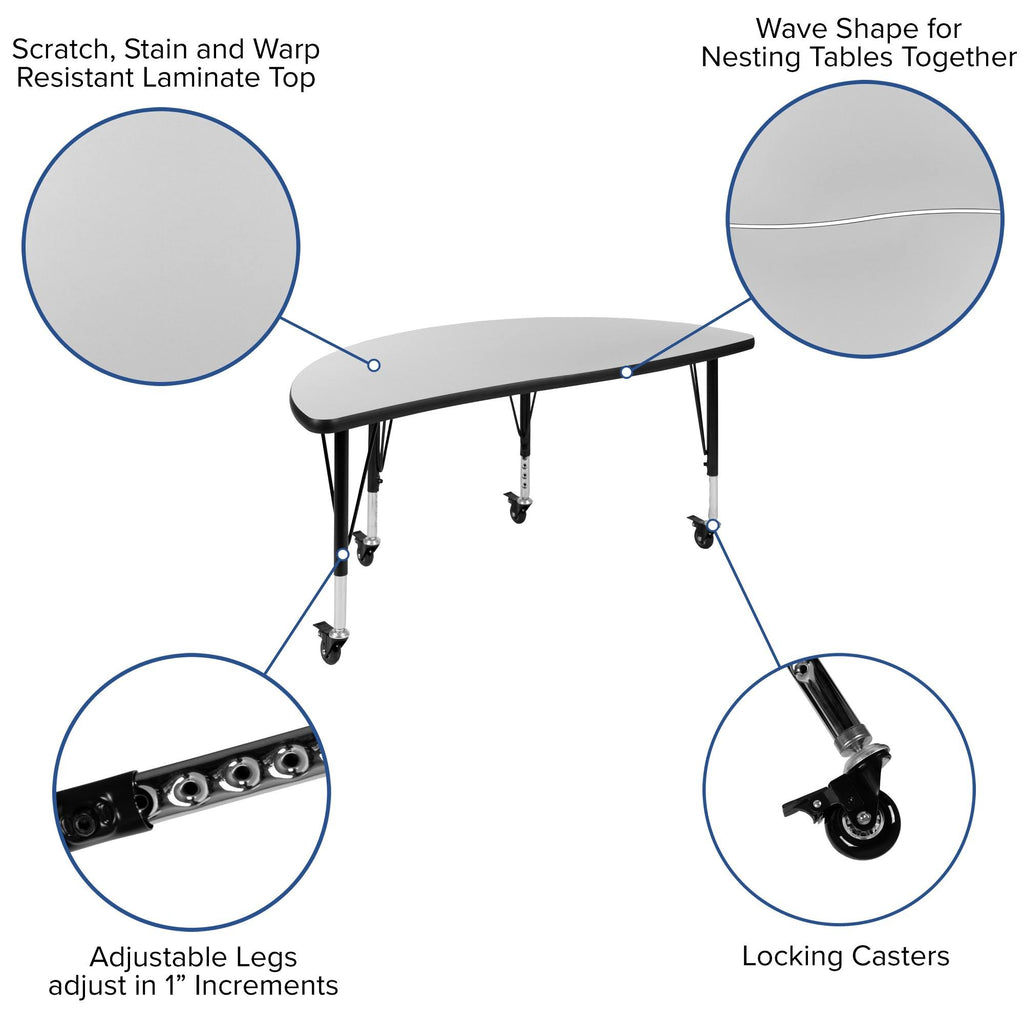 Grey/Black Laminate Activity Table Set with Student Stack Chairs X596450