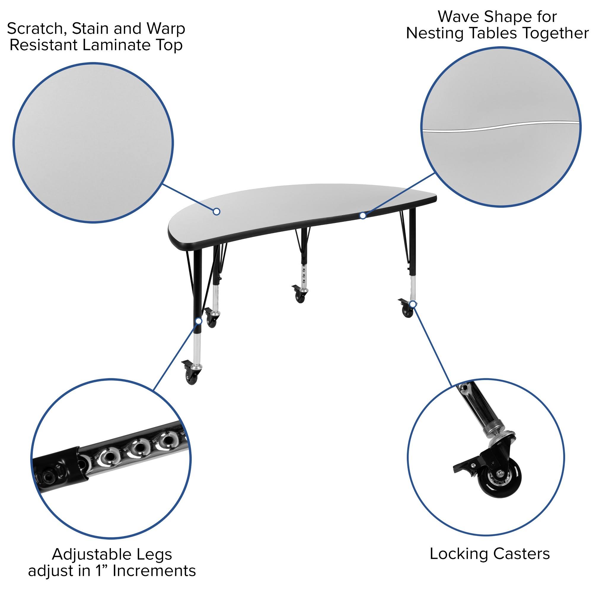 Grey/Black Laminate Activity Table Set with Student Stack Chairs X596450