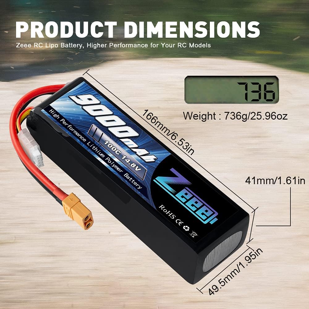 9000mAh 14.8V 100C Soft Case Battery XT90 Connector with Metal Plates 2 Pack C461467