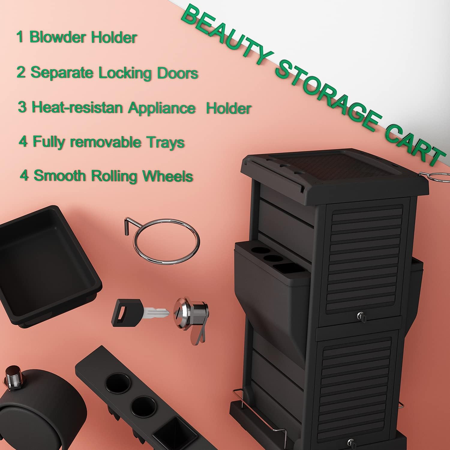 Locking Hair Salon Trolley Rolling Cart with 6 Drawer X455750