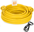 50ft Heavy Duty Generator Locking Power Cord NEMA L14-30P/L14-30R, 4 Jaw 10 Gauge SJTW Cable, 125/250V 30Amp 7500 Watt Yellow L7152