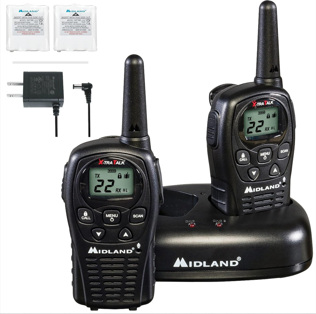 22 Channel FRS Walkie Talkies Two Way Radios, Pair Pack, Black T136