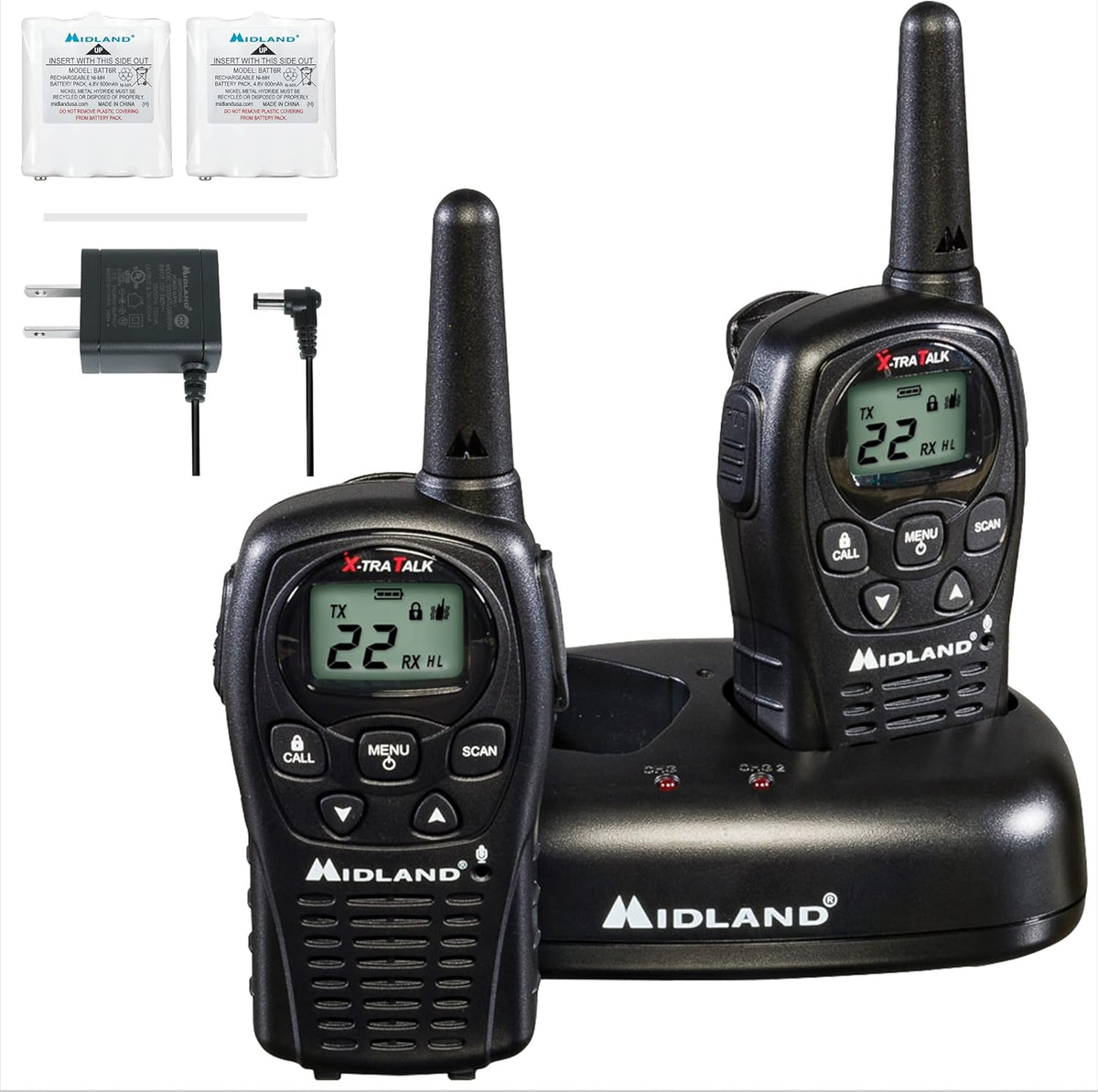 22 Channel FRS Walkie Talkies Two Way Radios, Pair Pack, Black T136