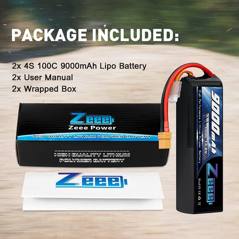 9000mAh 14.8V 100C Soft Case Battery XT90 Connector with Metal Plates 2 Pack C461467